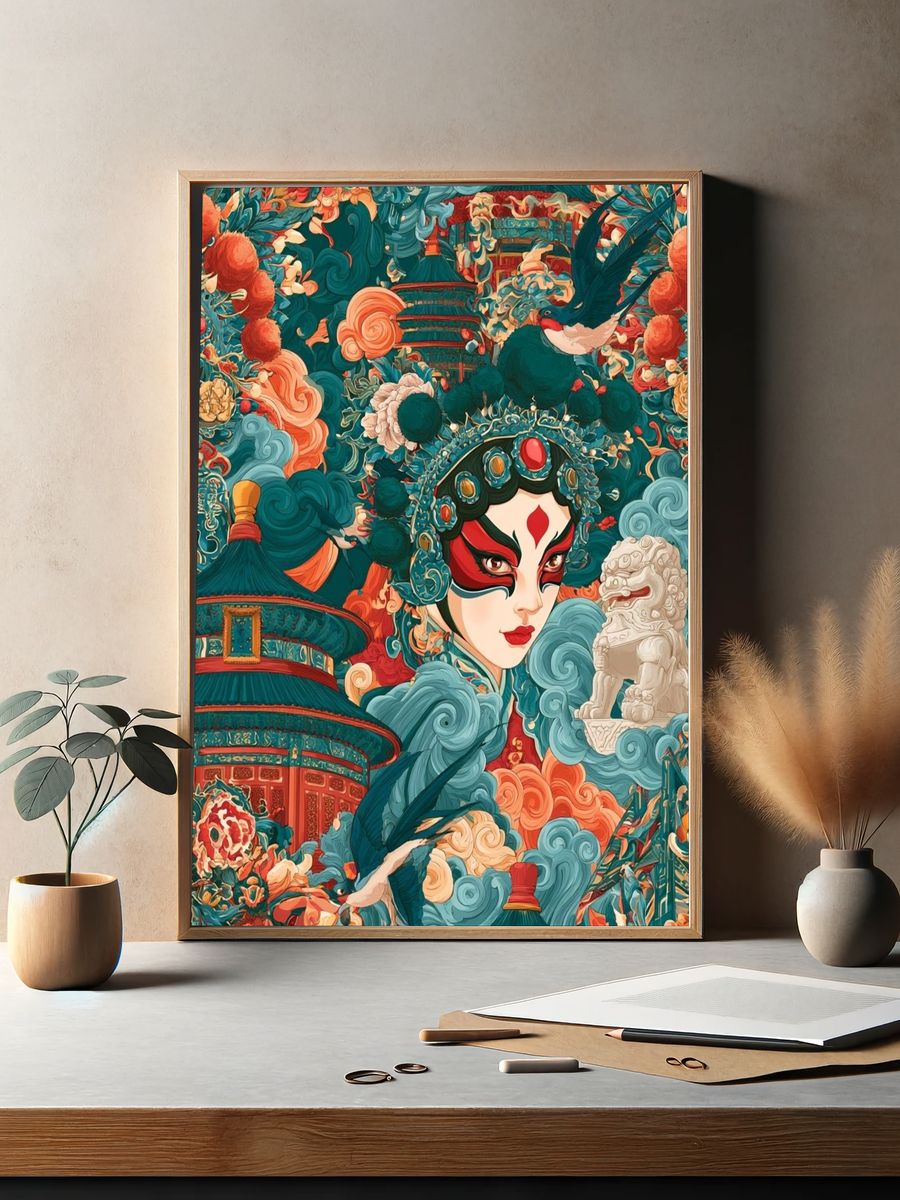 Chinese Opera Portrait Print. — room view 2