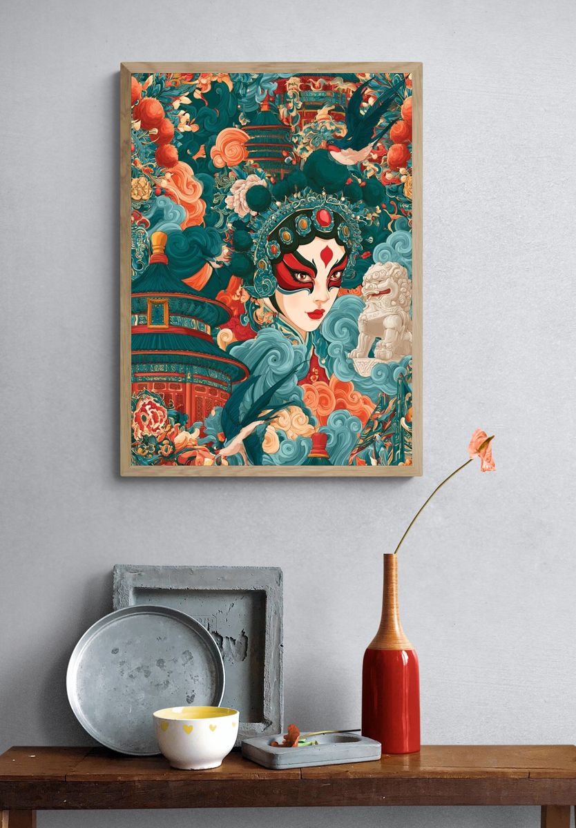 Chinese Opera Portrait Print. — room view 3