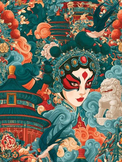Chinese Opera Portrait Print. poster