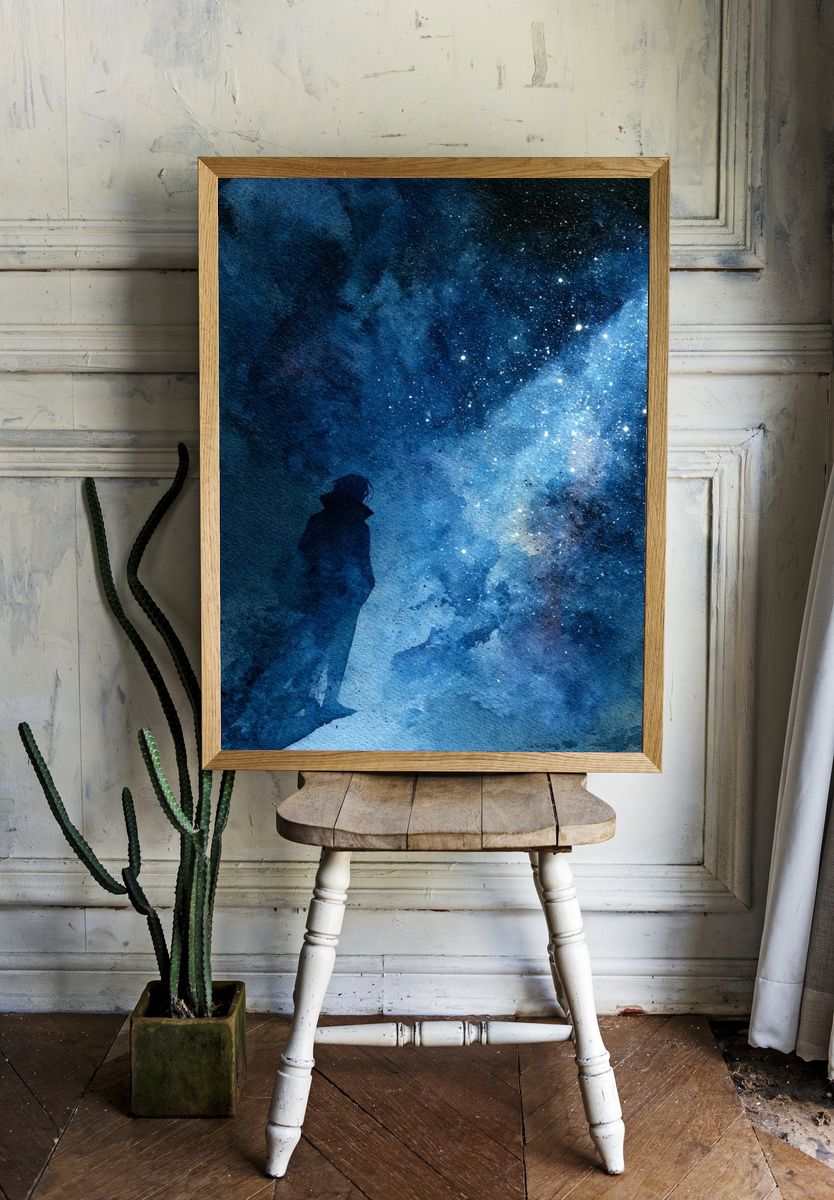 Cosmic Silhouette Illustration Poster. room preview