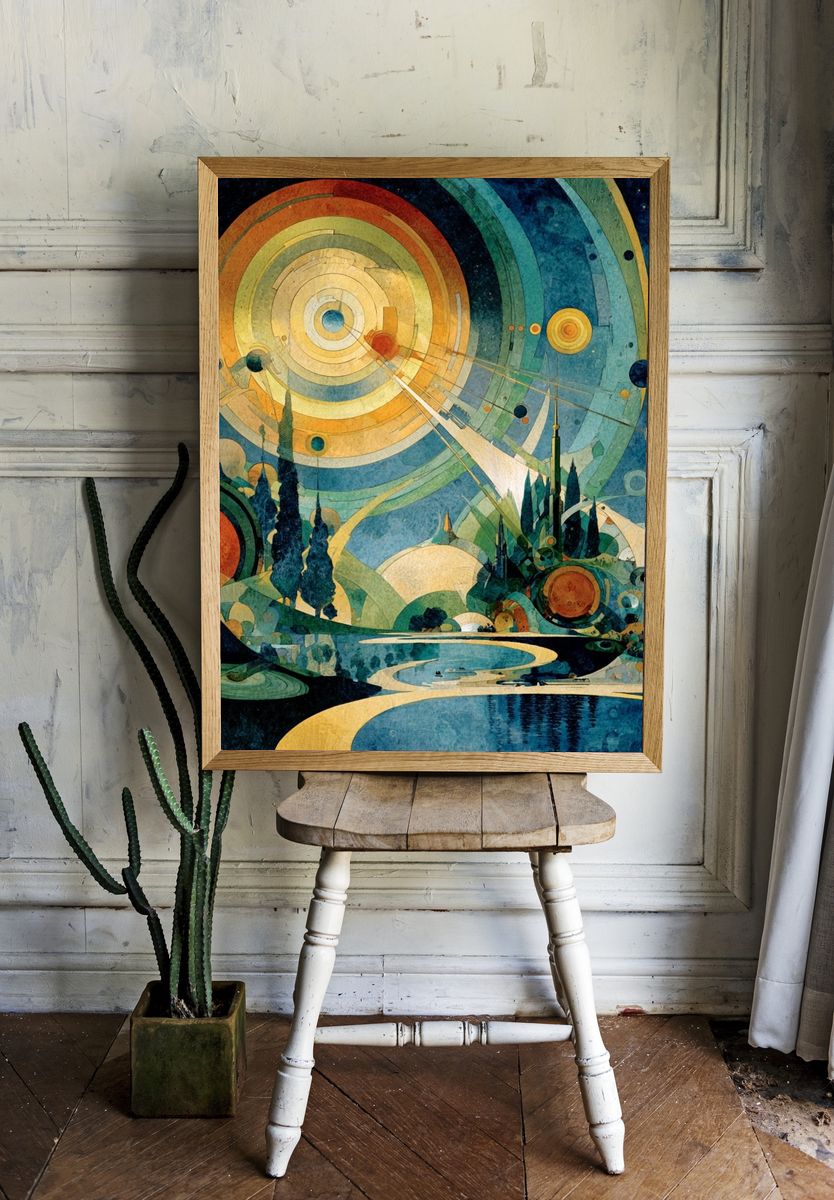 Cosmic Landscape — Abstract Print. room preview