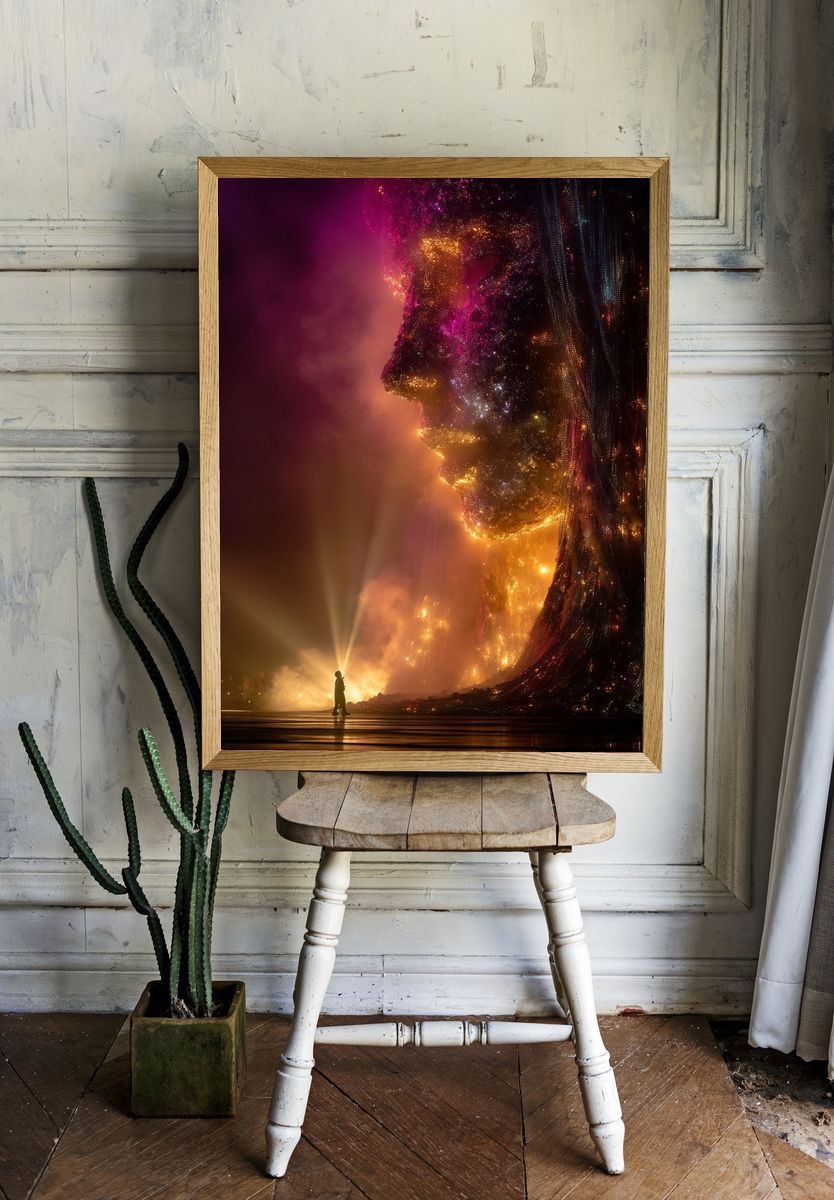 Cosmic Face Silhouette Poster room preview