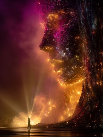 Cosmic Face Silhouette Poster. poster print
