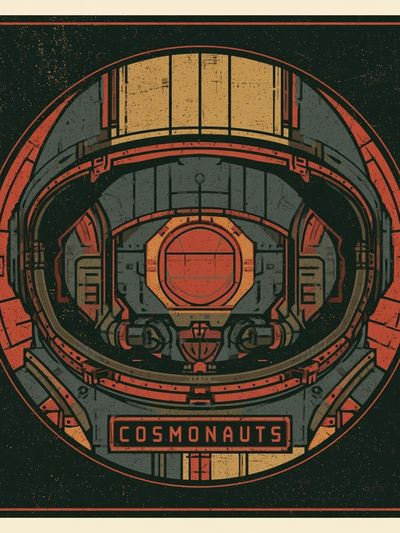 Cosmonaut Helmet Retro Poster.