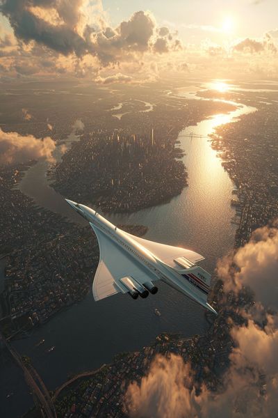 Concorde Over Cityscape — Photography Print. poster print