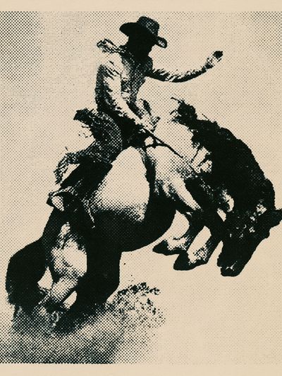 Cowboy Rodeo Halftone Print.