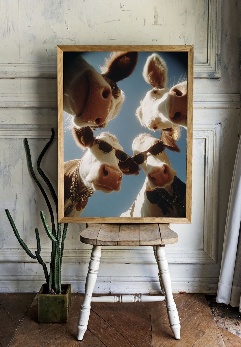 Cool Cows — Funny Print. room preview