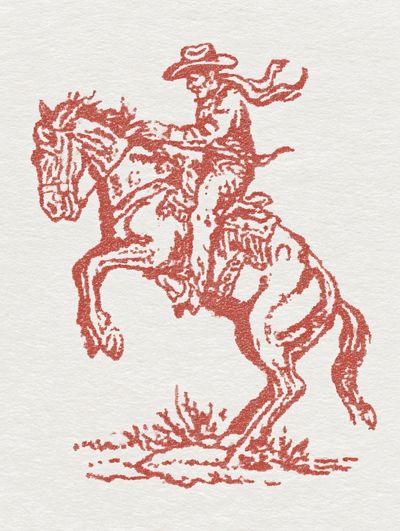 Cowboy on Horse — Vintage Print. poster