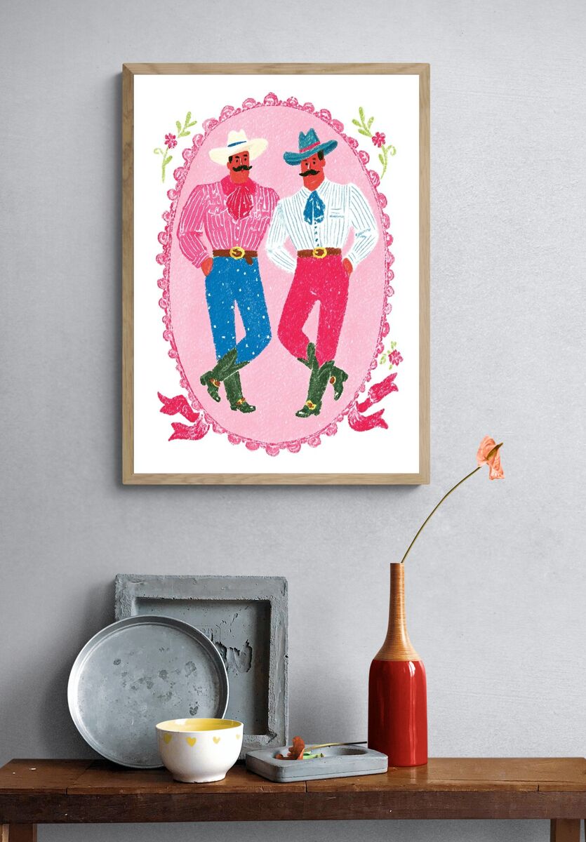 Cowboy Duo — Vintage Print. — room view 3