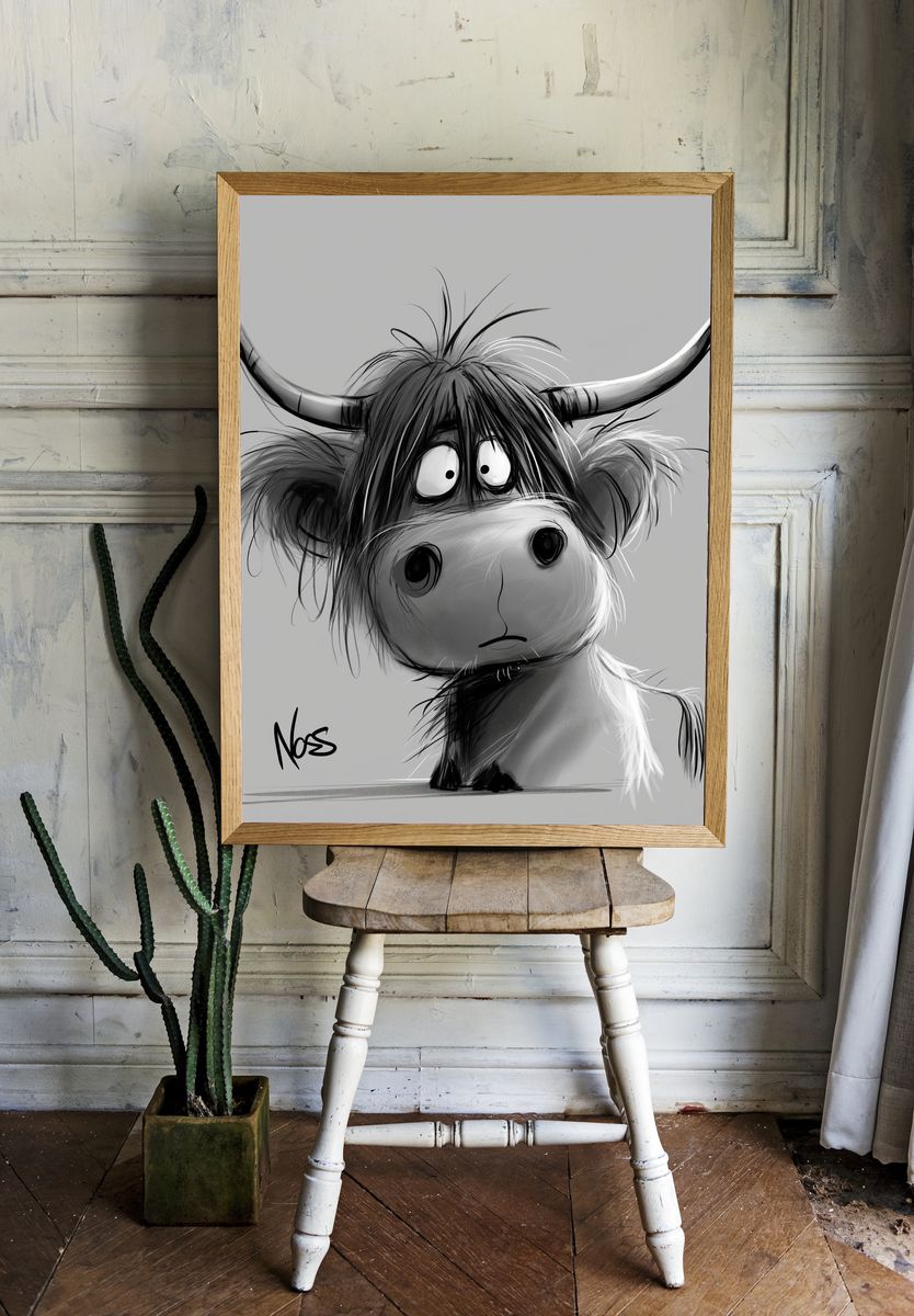 Cow Portrait Illustration Poster. room preview