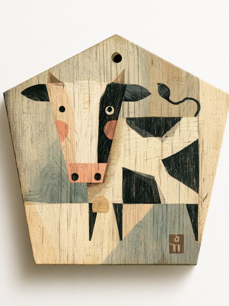 Geometric Cow Illustration Poster. poster detail