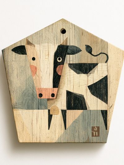 Geometric Cow Illustration Poster. poster