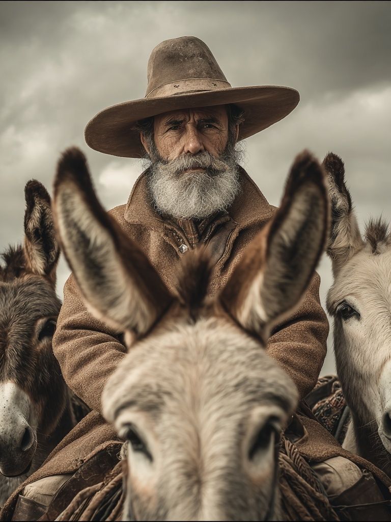 Cowboy on Donkeys Photography Poster. poster — photography art