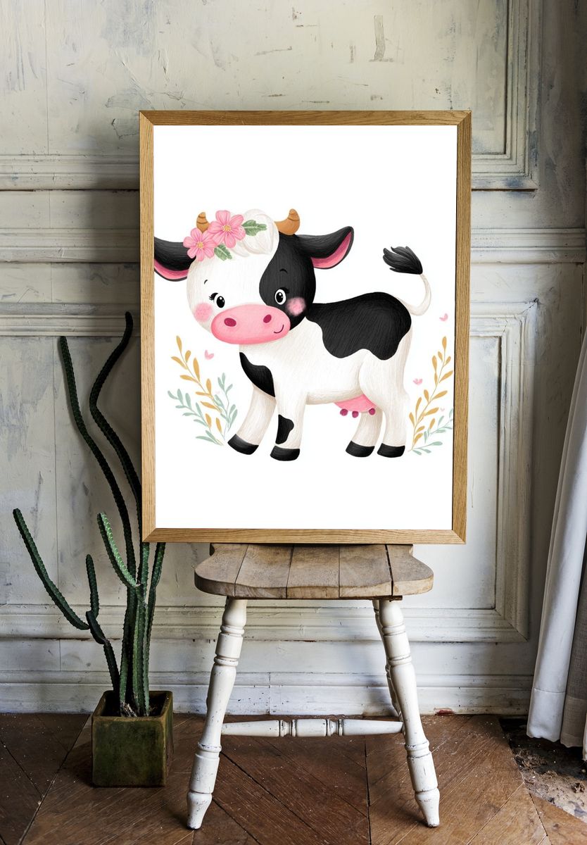 Cute Cow Illustration Poster room preview
