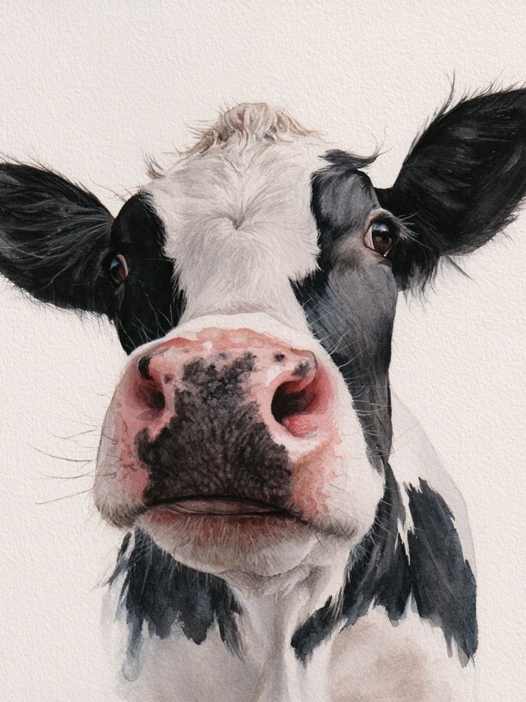 Holstein Cow Watercolor Poster. poster detail