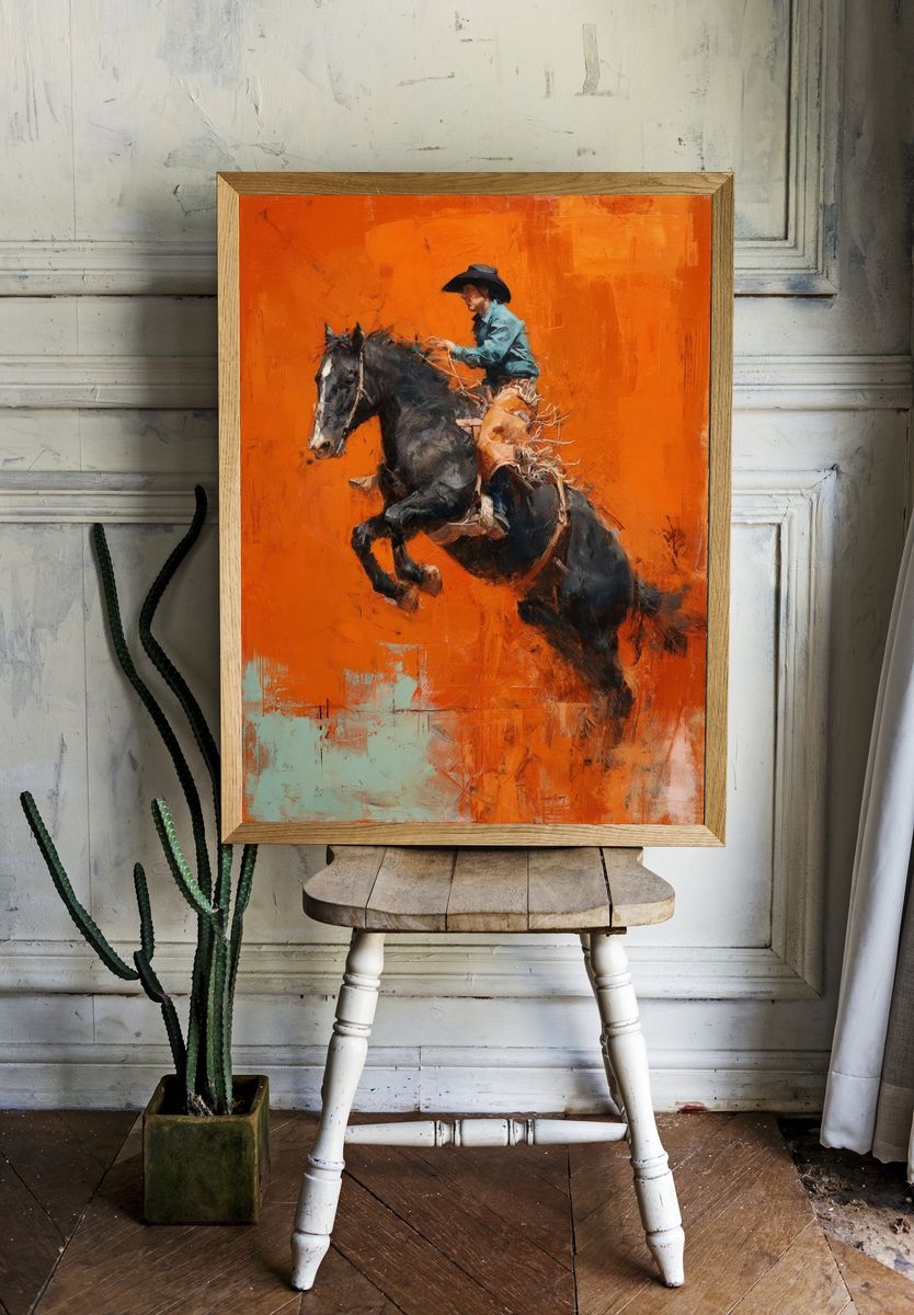 Cowboy Rider Contemporary Print room preview