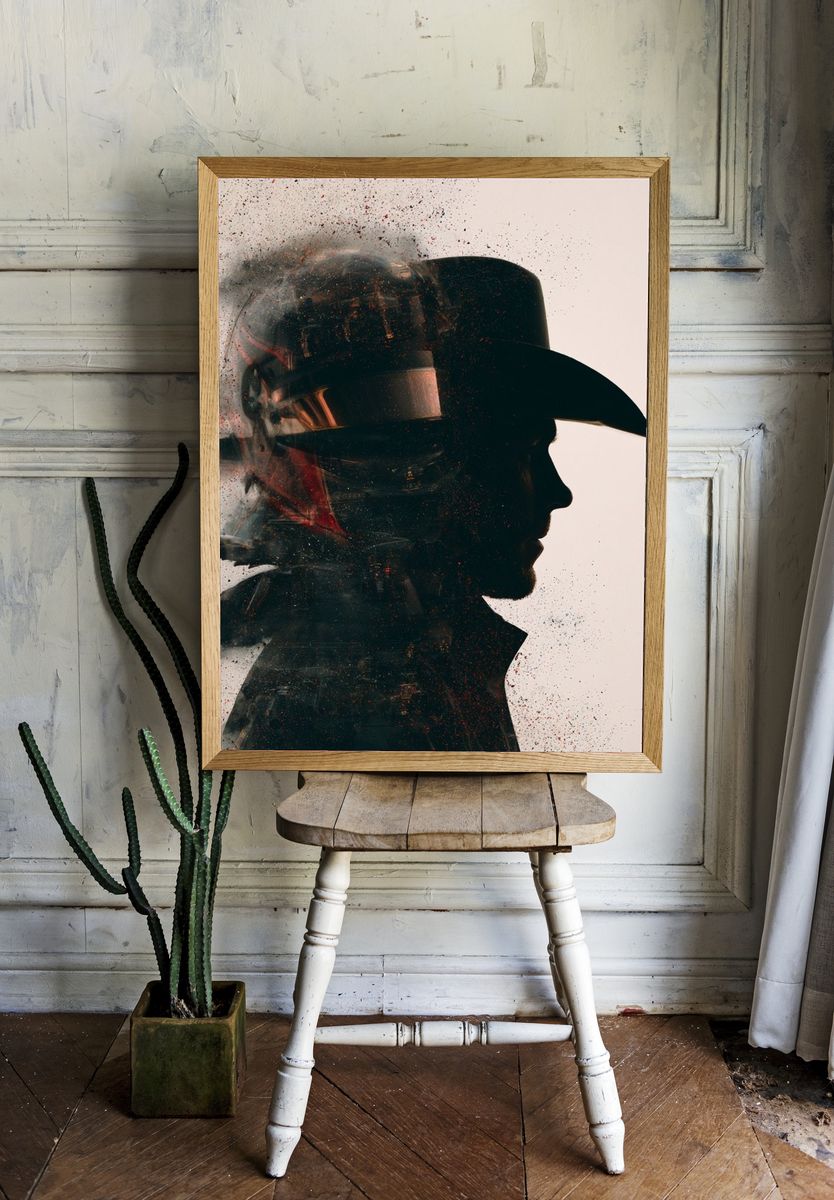 Cowboy Silhouette Photography Poster. — room view 1