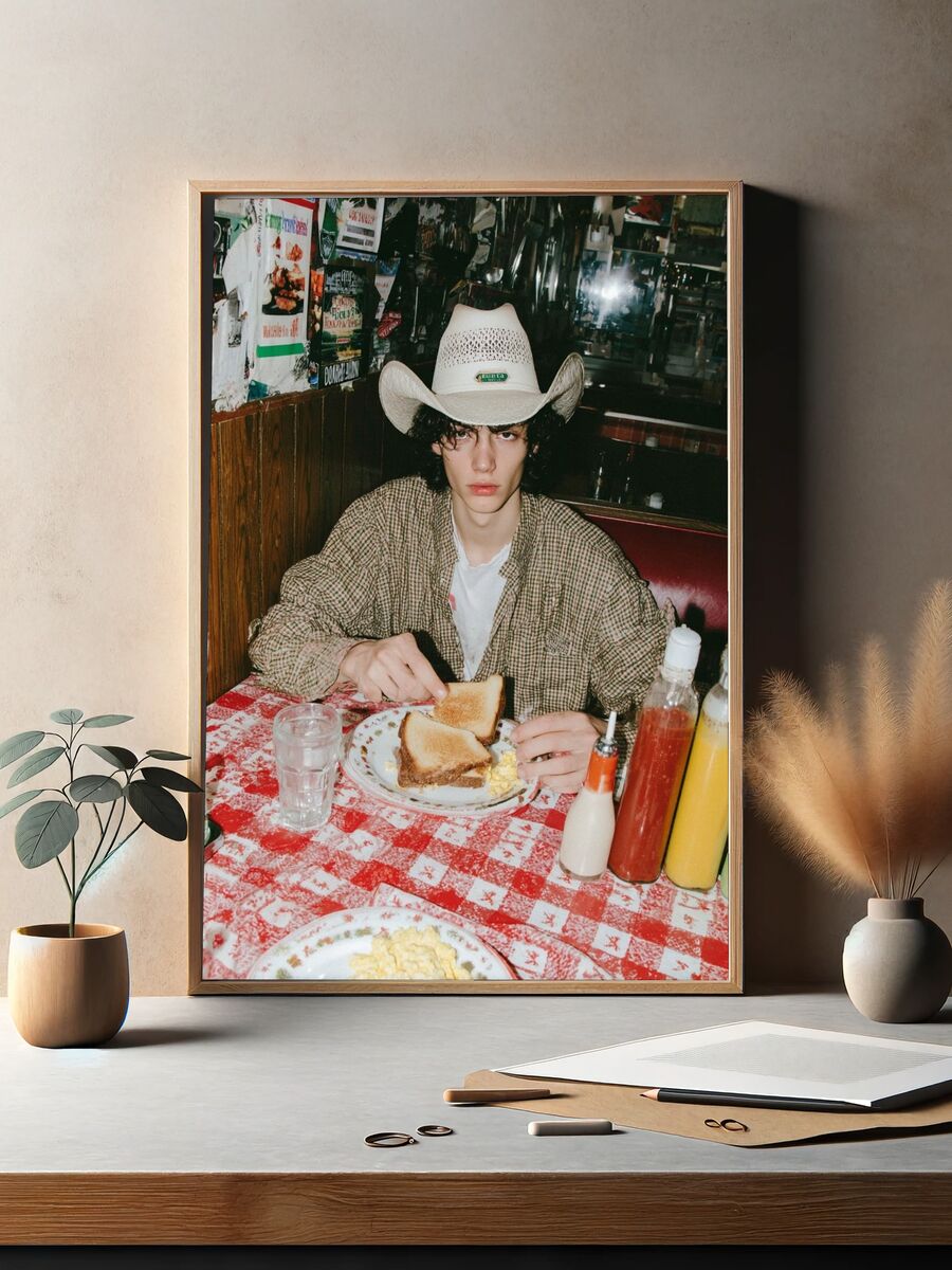 Cowboy at Diner — Photography Print. — room view 2