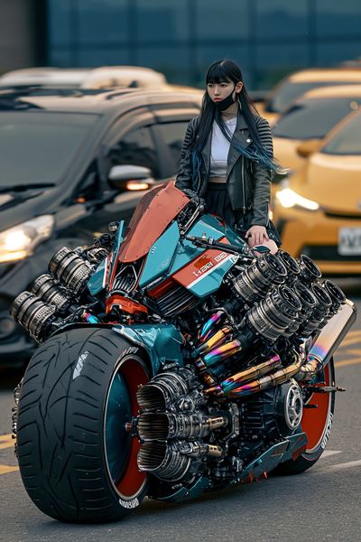 Cyberpunk Motorcycle Rider Poster. poster