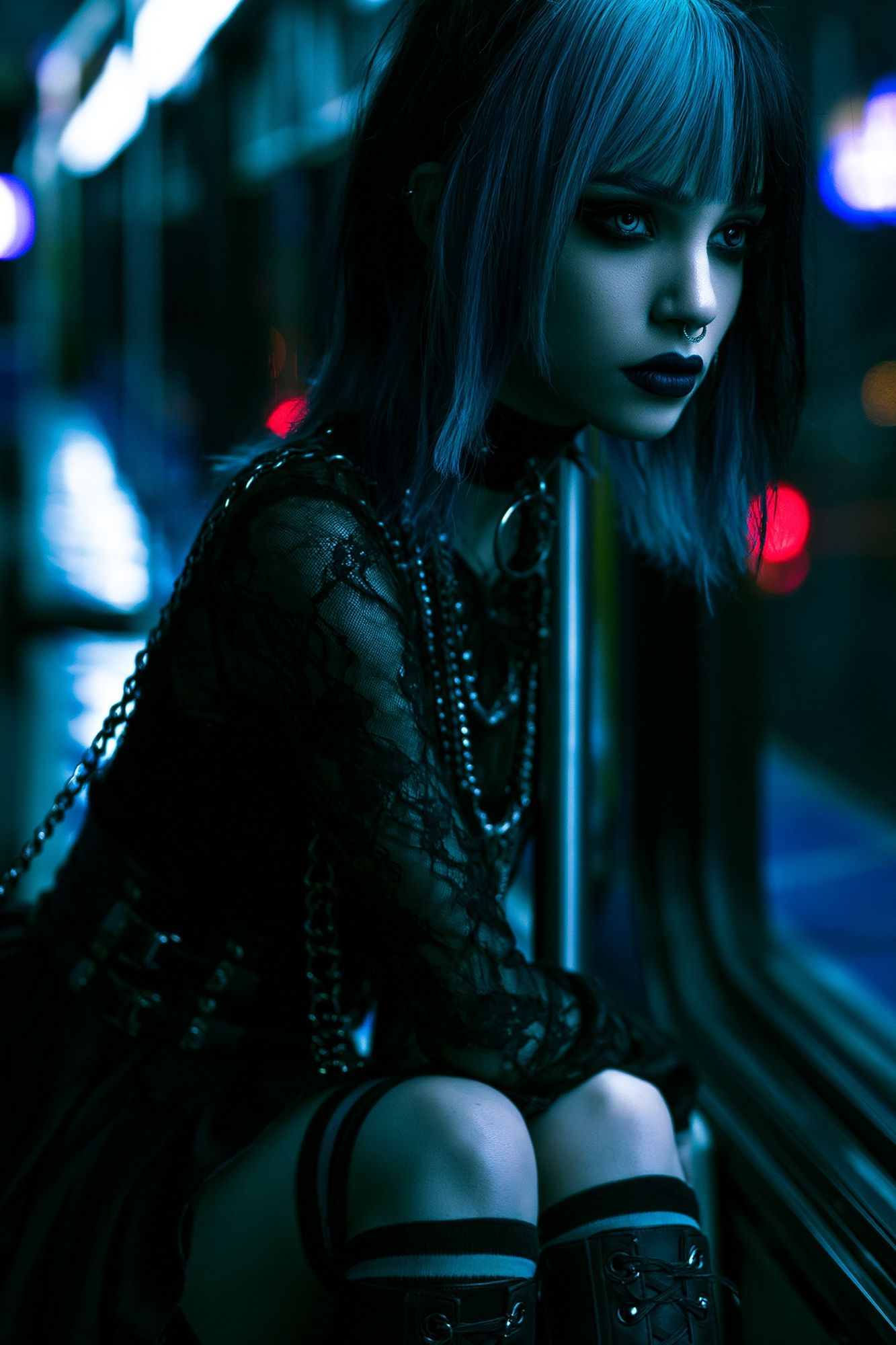 Cyberpunk Goth Portrait Poster. poster detail