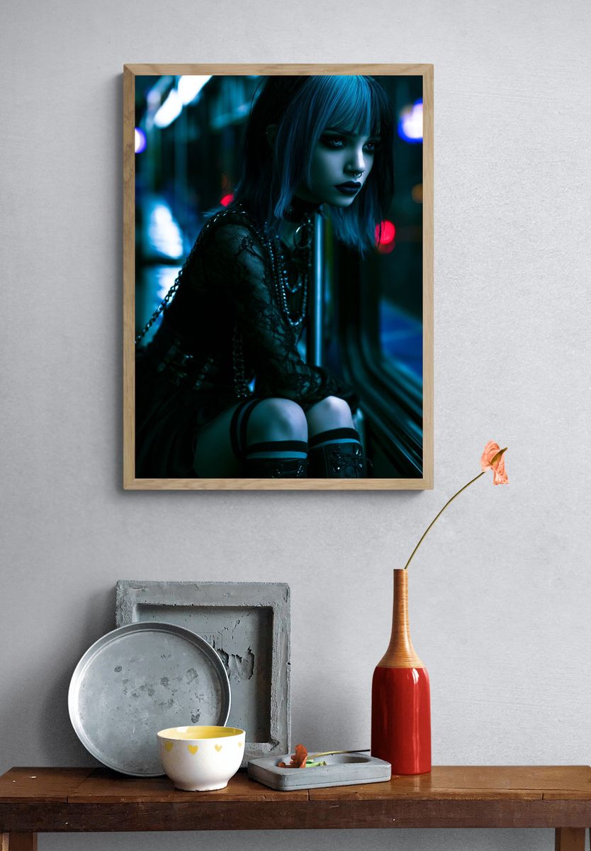 Cyberpunk Goth Portrait Poster. — room view 3