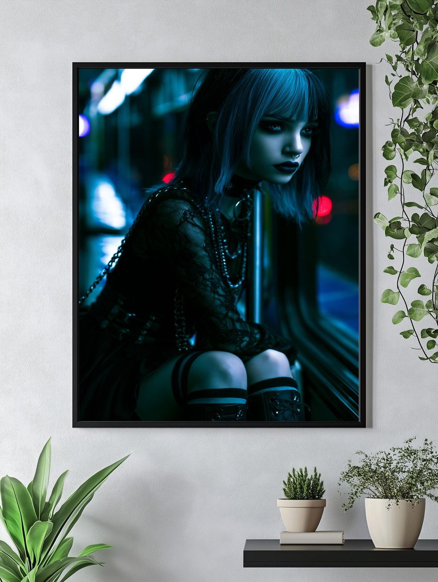 Cyberpunk Goth Portrait Poster. — room view 4