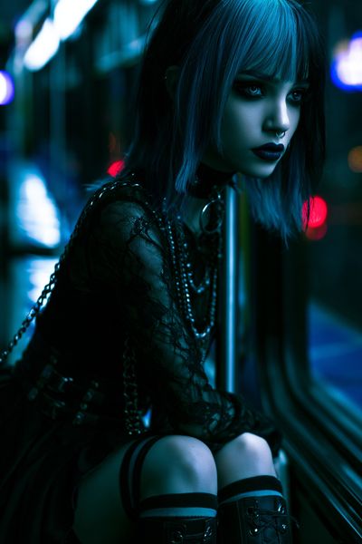 Cyberpunk Goth Portrait Poster. poster