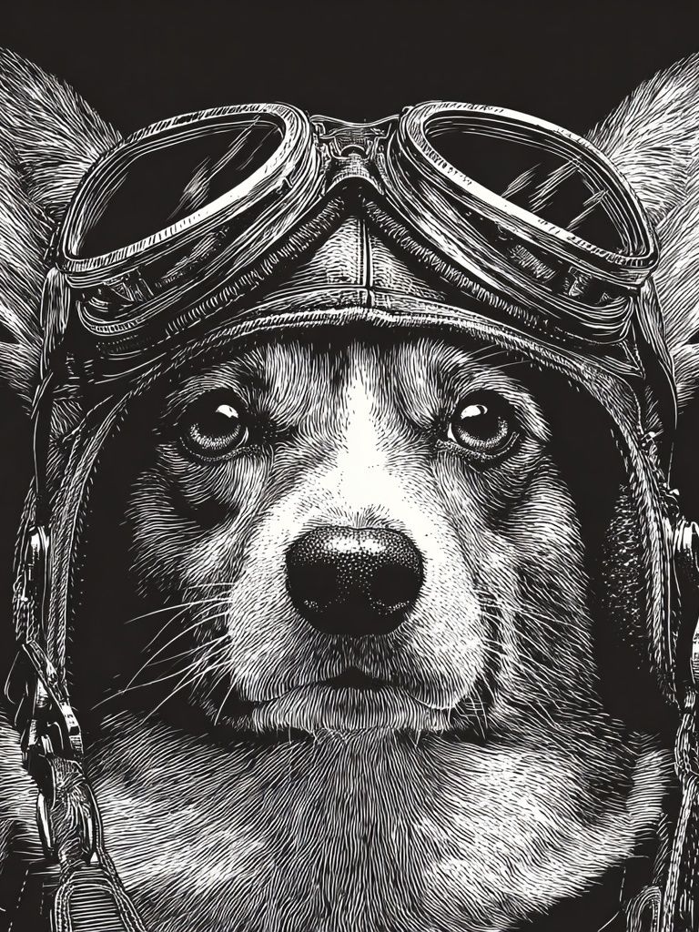 Corgi Pilot — Illustration Print. poster — illustration art