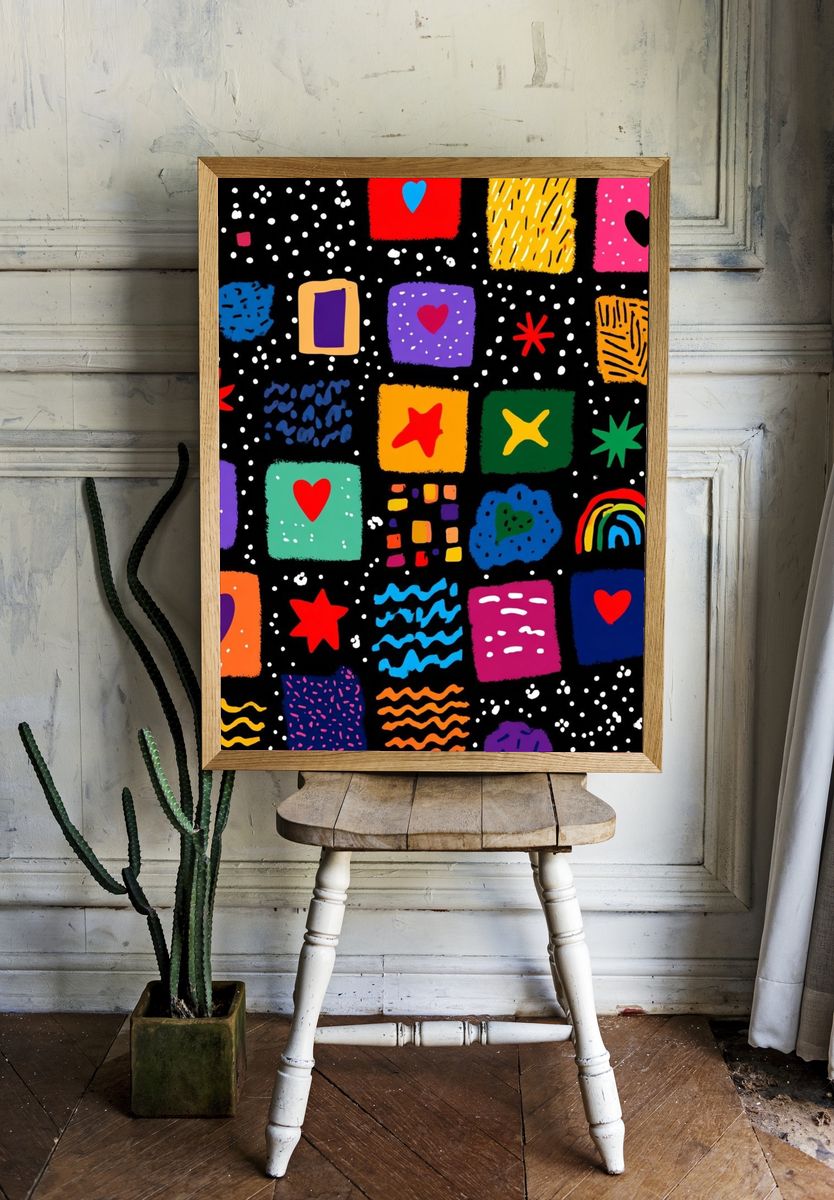 Colorful Patterns — Illustration Print. room preview
