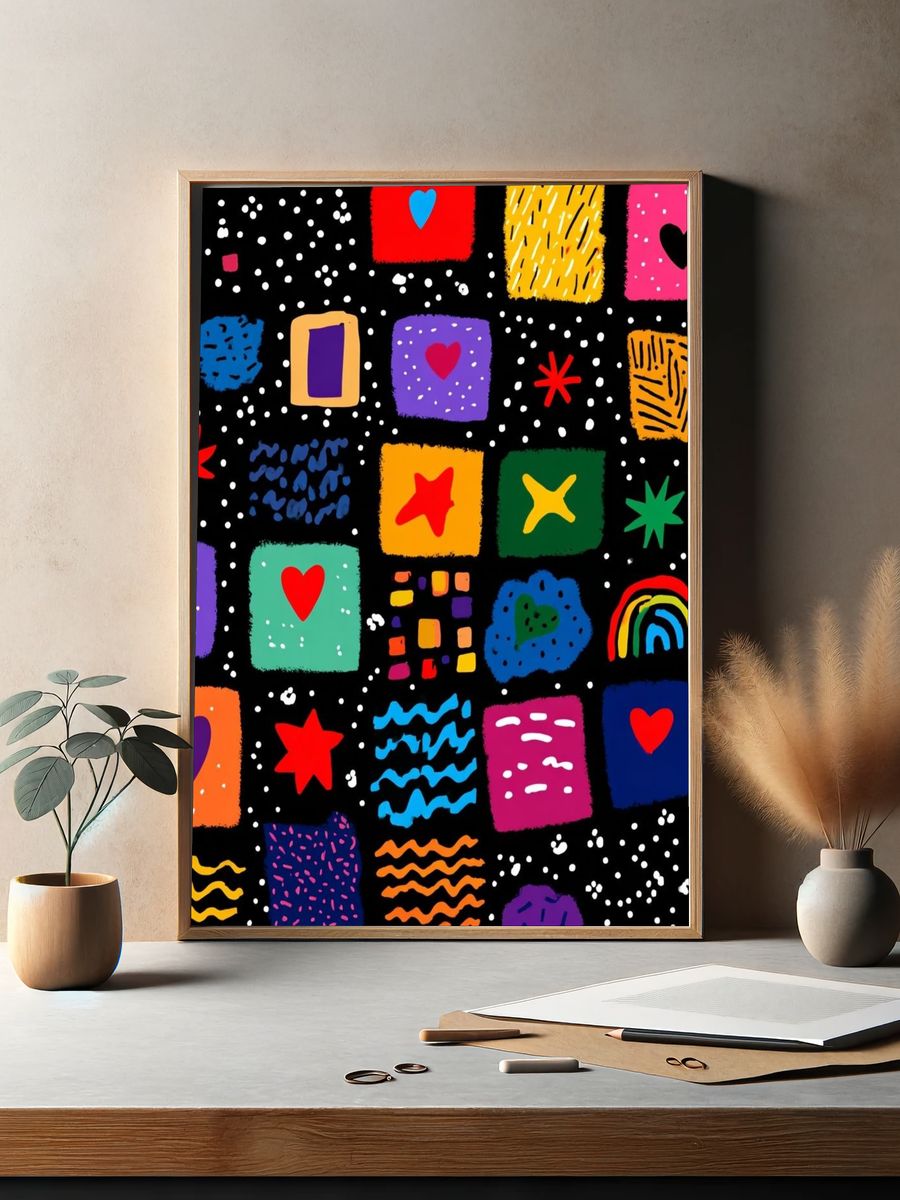 Colorful Patterns — Illustration Print. — room view 2