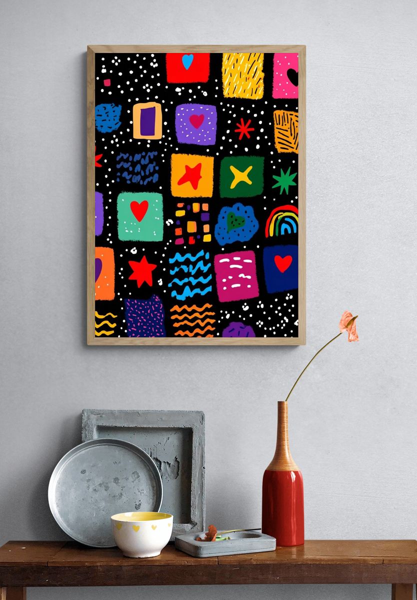 Colorful Patterns — Illustration Print. — room view 3