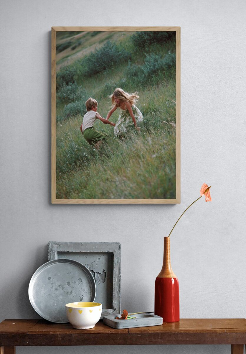 Children Playing in Meadow — Photography Print. — room view 3