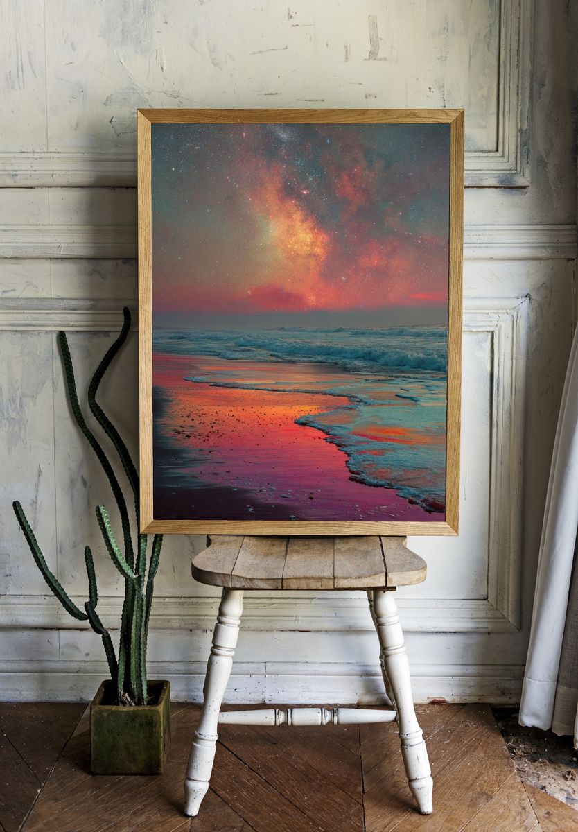 Cosmic Beach Sunset Poster. — room view 1