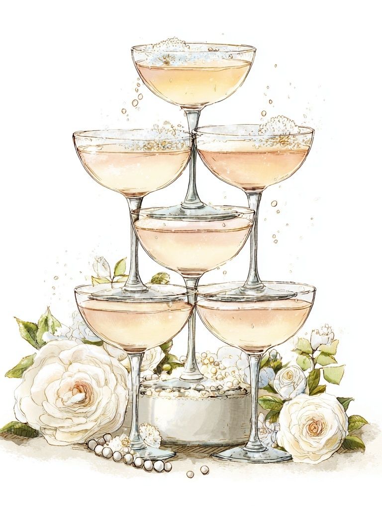 Champagne Tower — Illustration Print. poster detail