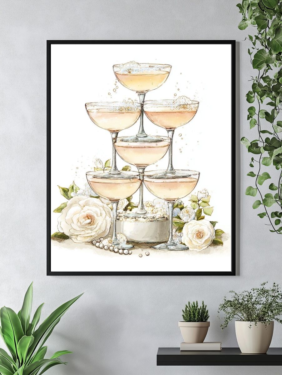 Champagne Tower — Illustration Print. — room view 4