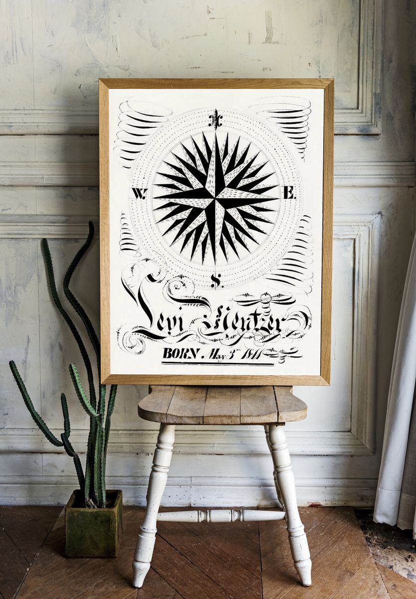Compass Rose Typography Poster. — room view 1