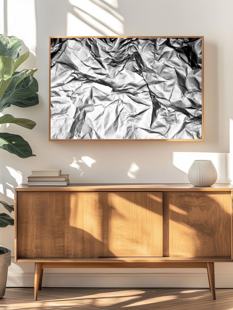 Crumpled Paper Texture — Black-White Print. — room view 3