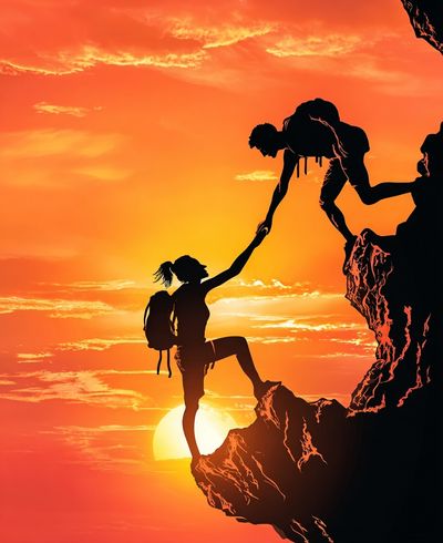 Climbing Together — Inspirational Print. poster print