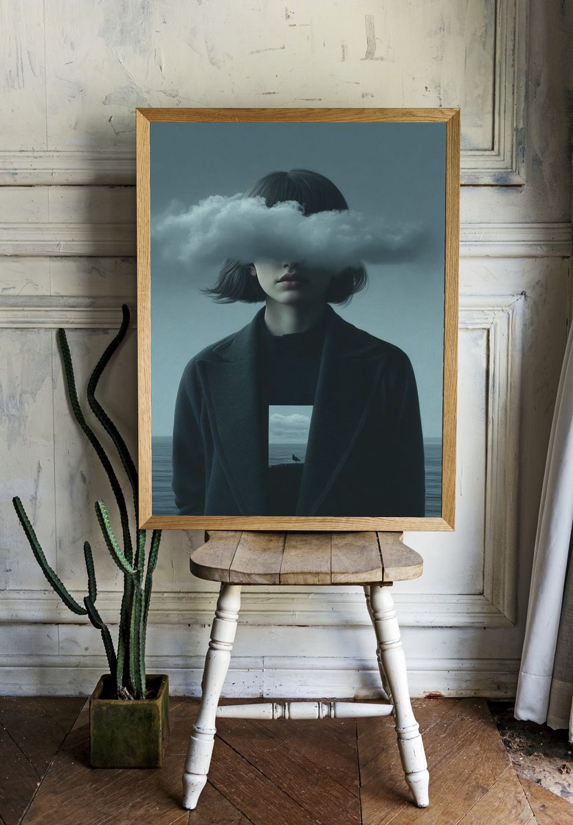 Clouded Thoughts — Surrealism Print. — room view 1