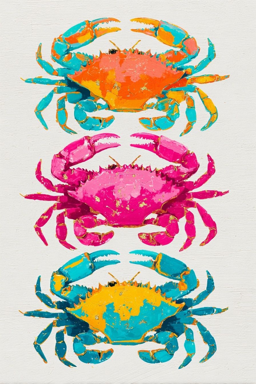 Colorful Crabs — Illustration Print. poster detail