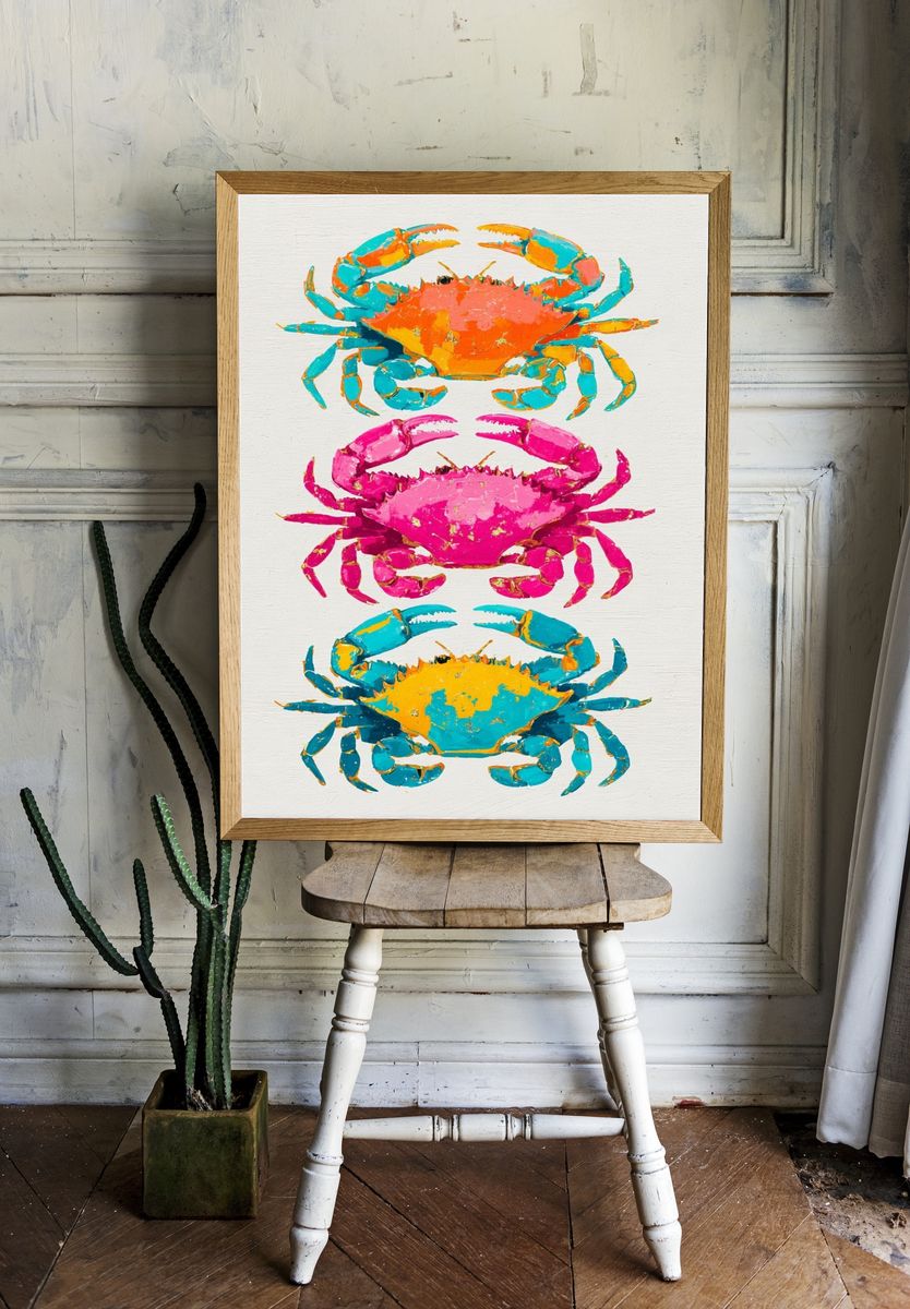 Colorful Crabs — Illustration Print room preview