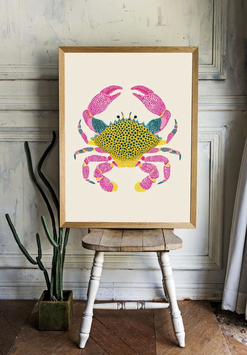 Colorful Crab Illustration Poster. room preview