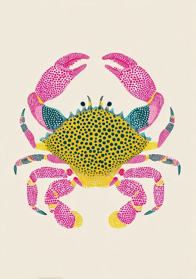 Colorful Crab Illustration Poster. poster print
