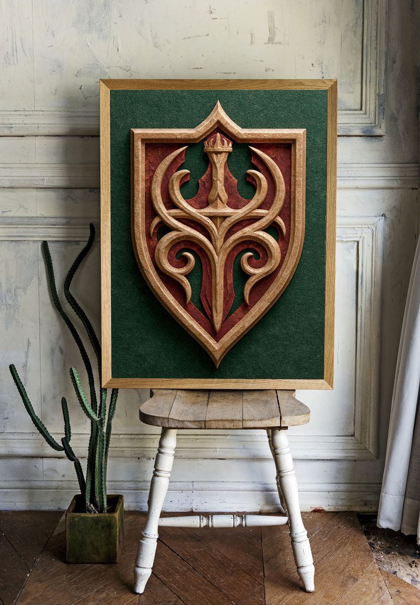 Ornate Crest Emblem Print. room preview