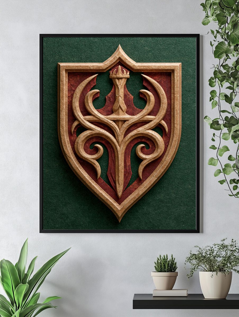 Ornate Crest Emblem Print. — room view 4