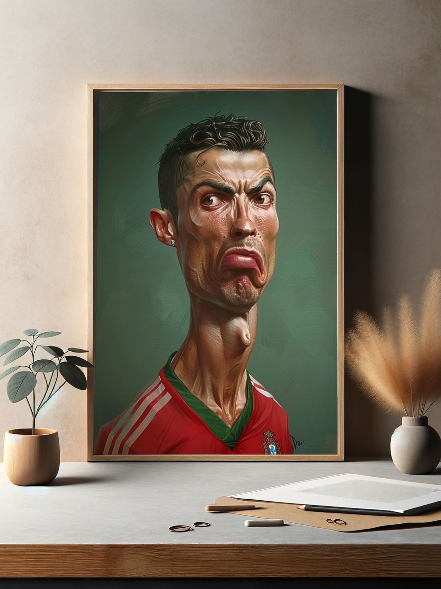 Cristiano Ronaldo Caricature Illustration Poster. — room view 2