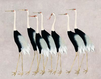 Crane Flock Contemporary Print. poster