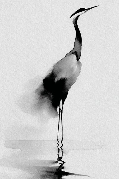 Crane Watercolor Print. poster print