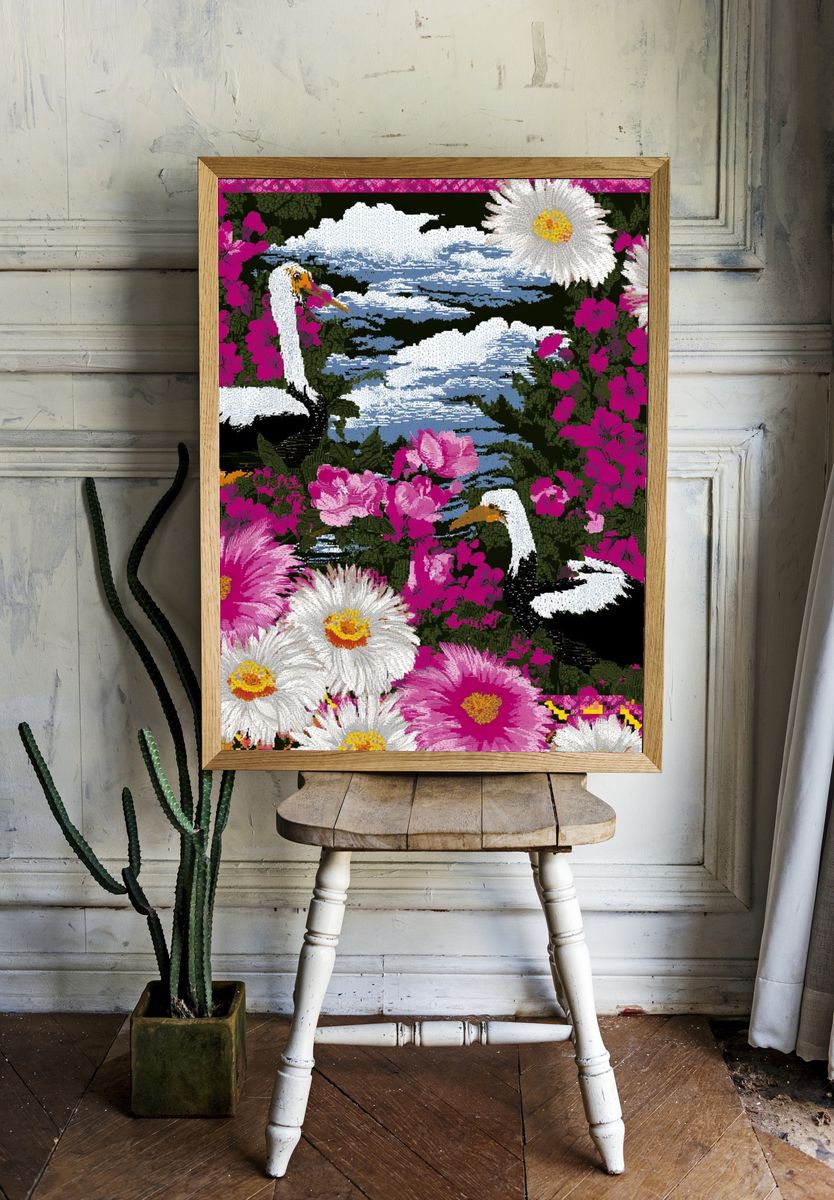 Crane and Daisy Garden Poster. — room view 1
