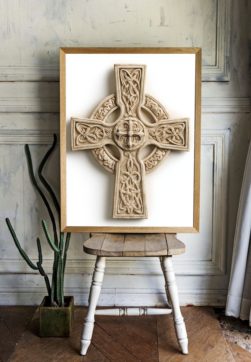Celtic Cross Relief Print. — room view 1